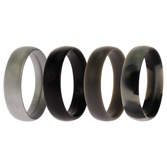Silicone Wedding 6mm Smooth Ring Set - Black Camo by ROQ - Picture 2 of 2